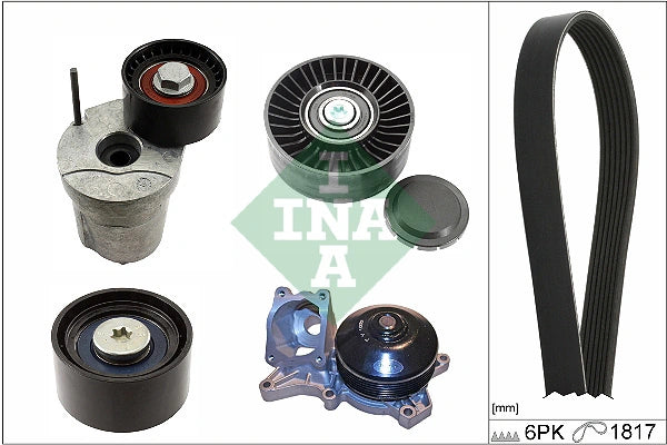 BMW M47/N47 Water Pump. Auxiliary Belt Kit – INA 529036830