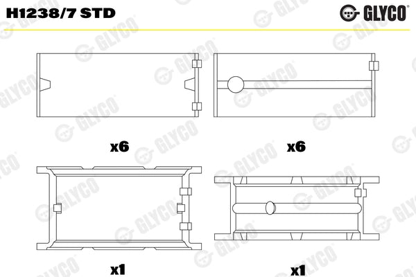 BMW M57 / N2 - Glyco Main Bearing Set – H1238/7 STD