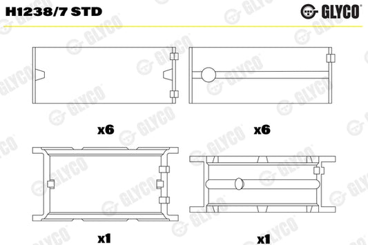 BMW M57 / N2 - Glyco Main Bearing Set – H1238/7 STD